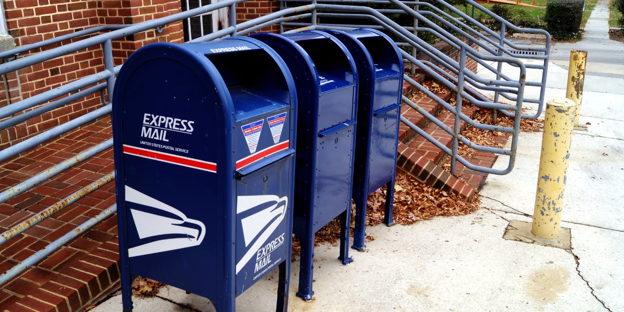 U.S. Postal Service collection boxes outside post office
