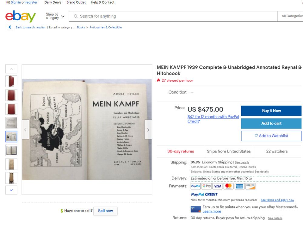 eBay Hitler Mein Kampf