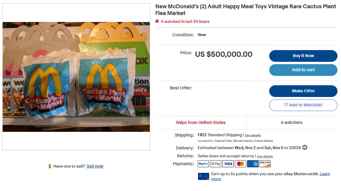 Mcdonald’s “adult” Happy Meal Toys List For 500 000 On Ebay